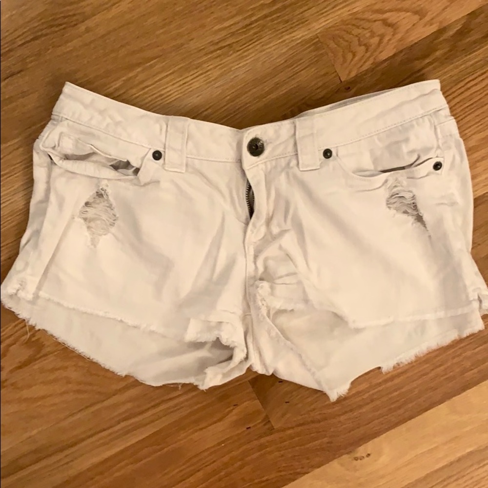 White jean shorts
